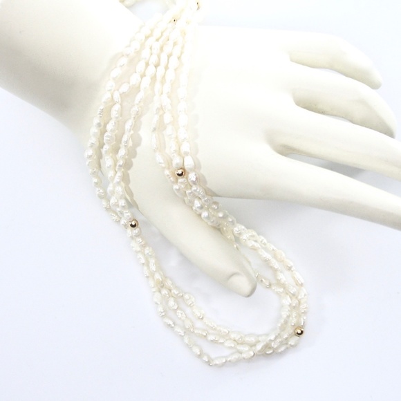 Freshwater Pearl Necklace, Multi Strands, White - Picture 6 of 9